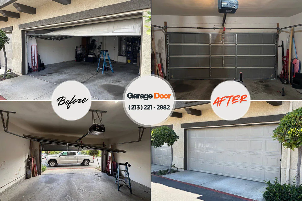 Before and after: garage door repair Woodlake, VA